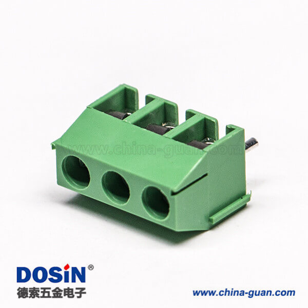 綠色端子座螺釘式3芯穿孔式插PCB板