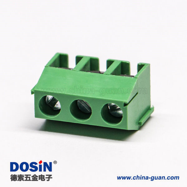 PCB接線端子綠色3排螺釘式3芯壓線端子