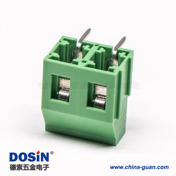 兩芯綠色端子螺釘式彎式穿孔式接PCB板 兩芯綠色端子螺釘式彎式穿孔式接PCB板