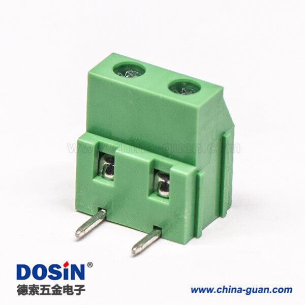 兩芯綠色端子螺釘式彎式穿孔式接PCB板 兩芯綠色端子螺釘式彎式穿孔式接PCB板