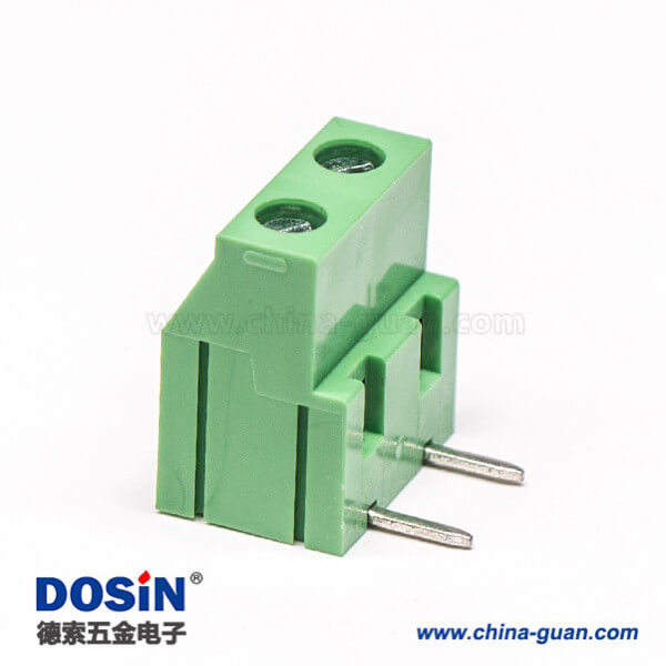兩芯綠色端子螺釘式彎式穿孔式接PCB板 兩芯綠色端子螺釘式彎式穿孔式接PCB板