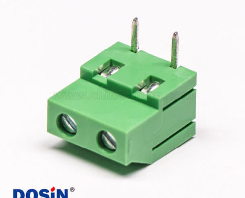 兩芯綠色端子螺釘式彎式穿孔式接PCB板