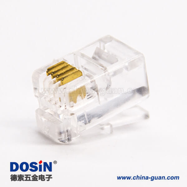 4芯線rj11水晶頭4p4c直式透明網(wǎng)線接口不帶屏蔽