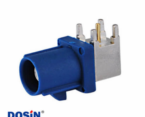 Fakra SMB連接器C型公頭藍(lán)色彎式PCB插孔安裝