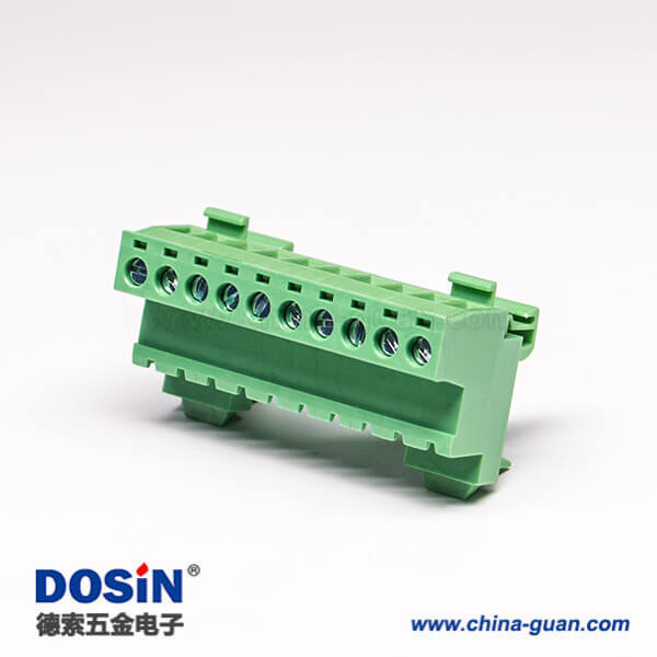 螺釘式接線端子排面板安裝穿孔式10芯綠色端子座
