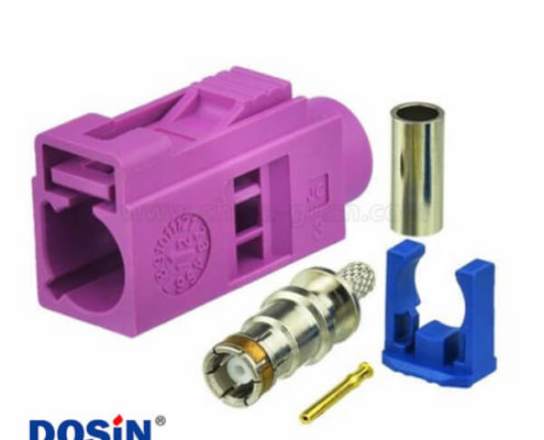 Fakra汽車連接器H型母頭紫紅色壓接焊接接線RG316 RG174
