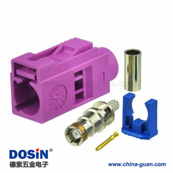 Fakra汽車連接器H型母頭紫紅色壓接焊接接線RG316 RG174 Fakra汽車連接器H型母頭紫紅色壓接焊接接線RG316 RG174