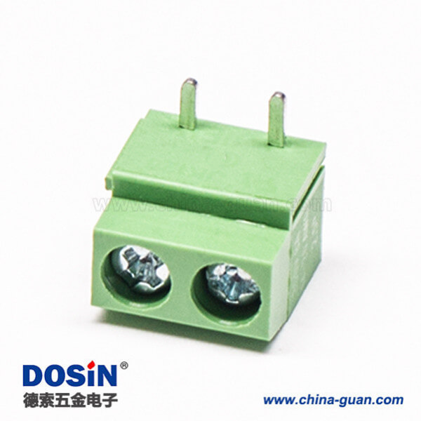 螺釘式PCB接線端子2芯彎式綠色接PCB板穿孔式
