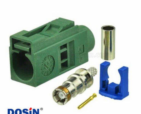 Fakra汽車(chē)連接器E型汽車(chē)電視母頭綠色焊接接線RG316 RG174