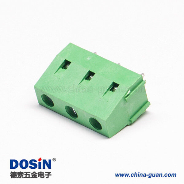 綠色的接線端子直式3芯穿孔式PCB板螺釘式連接器