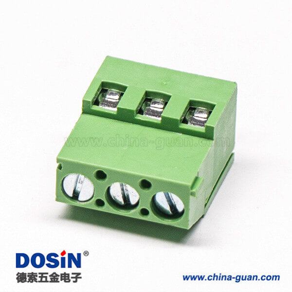 螺釘式端子3芯綠色直式穿孔式插PCB板端子接接線