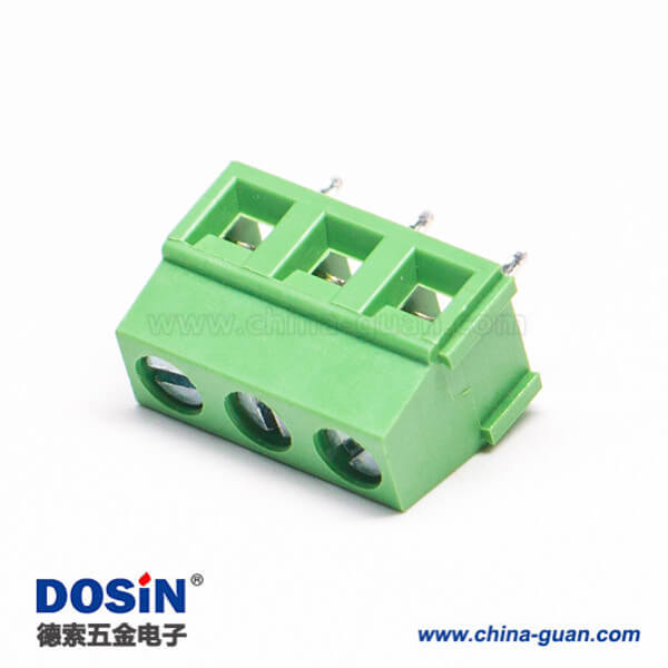 螺釘式PCB接線端子3芯綠色直式接PCB板綠色連接器
