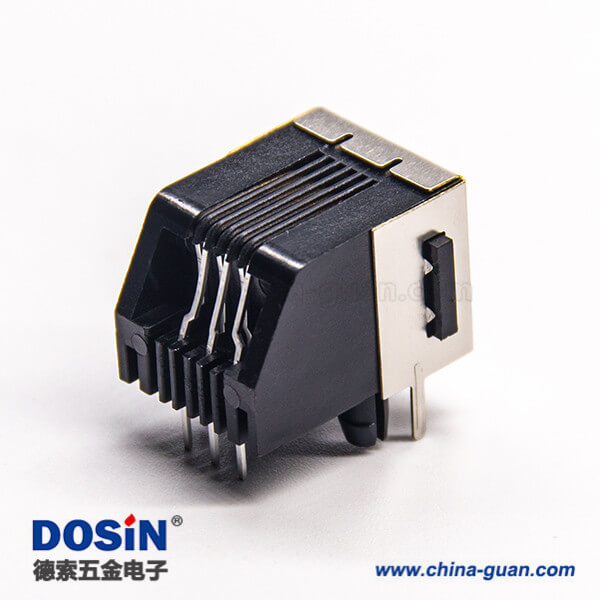 屏蔽rj11信息模塊連接器6p6c彎式母座插PCB板 屏蔽rj11信息模塊連接器6p6c彎式母座插PCB板