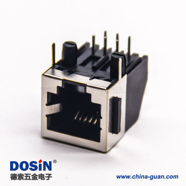 屏蔽rj11信息模塊連接器6p6c彎式母座插PCB板 屏蔽rj11信息模塊連接器6p6c彎式母座插PCB板