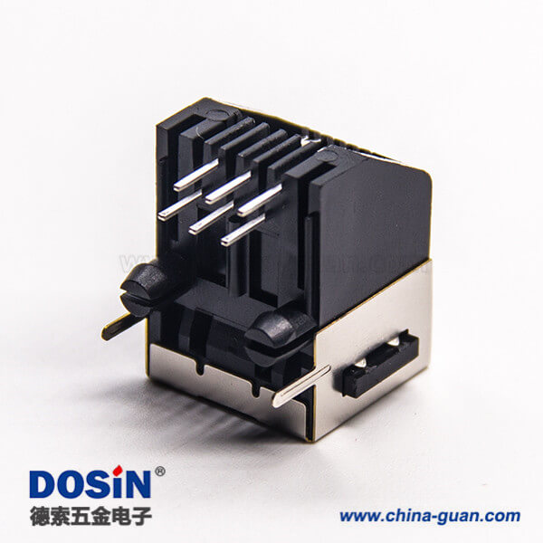 屏蔽rj11信息模塊連接器6p6c彎式母座插PCB板 屏蔽rj11信息模塊連接器6p6c彎式母座插PCB板