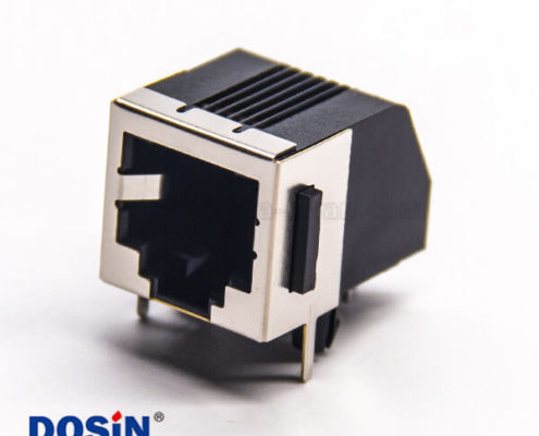 屏蔽rj11信息模塊連接器6p6c彎式母座插PCB板