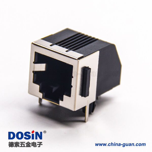 屏蔽rj11信息模塊連接器6p6c彎式母座插PCB板