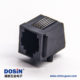 rj11全塑插座黑色非屏蔽式6p6c彎式穿孔接PCB板