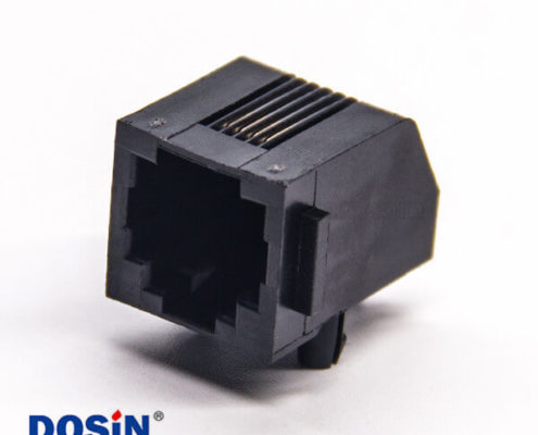 rj11 4p4c插座彎式插PCB板不帶屏蔽全塑