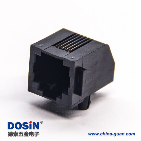 rj11 4p4c插座彎式插PCB板不帶屏蔽全塑