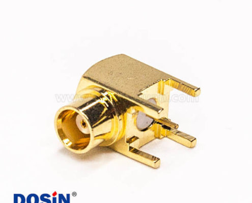 mcx同軸連接器90度彎式母頭插板式接PCB板鍍金