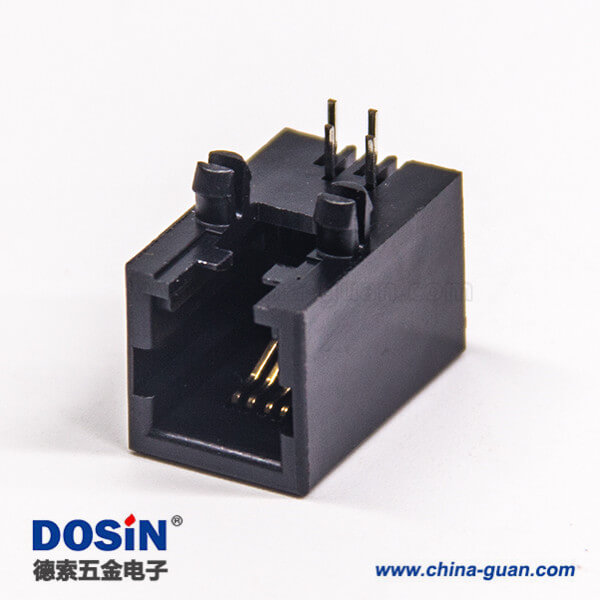 rj11 4p4c封裝模塊化網(wǎng)口連接器90度彎角全塑帶定位柱穿孔式