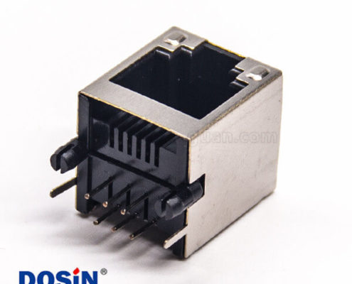 rj12以太網(wǎng)連接器彎式90度插板帶定位柱帶屏蔽