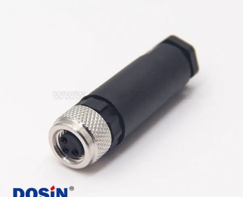 m8內(nèi)螺紋接頭母頭3pin直式插頭接線全塑膠外殼