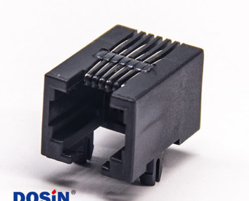 rj12 6p6c母頭彎頭插板不帶屏蔽不帶燈接PCB板