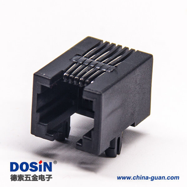 rj12 6p6c母頭彎頭插板不帶屏蔽不帶燈接PCB板