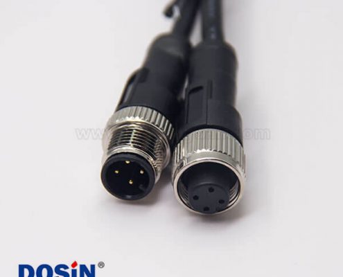 電纜接頭m12四芯公對母直式注塑線