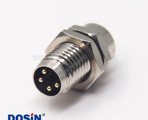 傳感器接頭m8圓形連接器4pin公頭插座焊線防水前鎖板