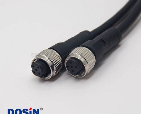 m12標準電纜5芯母頭直式180度注塑線雙邊
