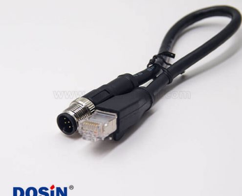 m12轉(zhuǎn)rj45 8芯m12公頭A型轉(zhuǎn)RJ45水晶頭組裝電纜