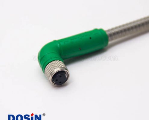 m8成型連接器彎式母頭對母頭注塑線3芯不帶屏蔽