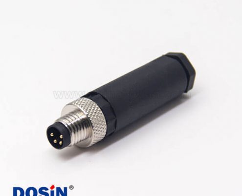 塑料m8連接器4芯公插直式不帶屏蔽鎖接接線