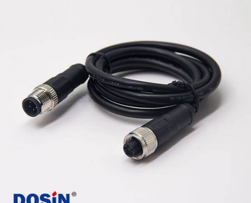 c型螺紋m12 5芯直式公對母插頭傳感器電纜