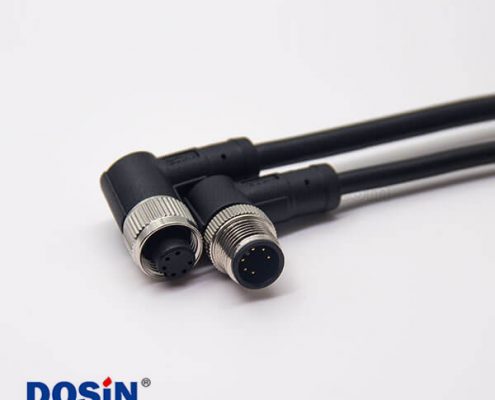 m12電纜彎公頭6芯母頭對公頭A型不帶屏蔽