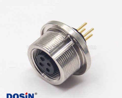 圓形插座連接器M9母頭直式插孔接pcb板4芯連接器