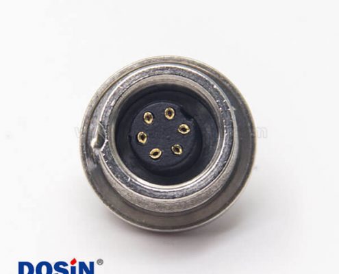 6芯防水連接器M9母頭直式前鎖穿墻面板安裝