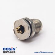 圓形防水m5連接器3pin母頭插座防水焊線式前鎖板面板安裝
