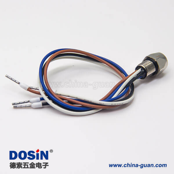 防水M8插座焊線直式母頭插座4芯螺紋連接器