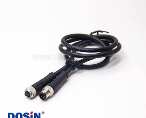 m8電纜插頭3芯公對母注塑線180度螺紋傳感器