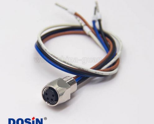 防水M8插座焊線直式母頭插座4芯螺紋連接器