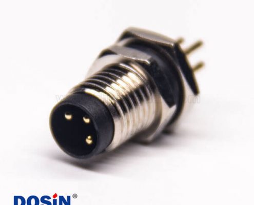 3芯防水圓形連接器m8公頭后鎖板插板式