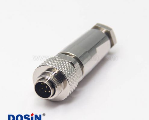 金屬連接器M9公頭直式8芯組裝接頭