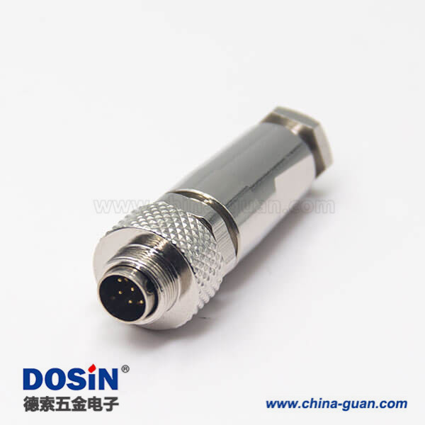 金屬連接器M9公頭直式8芯組裝接頭