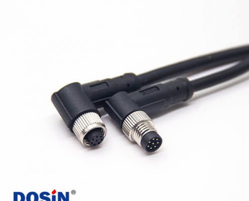 電纜接頭m8彎式航空插頭8pin公轉(zhuǎn)母注塑線