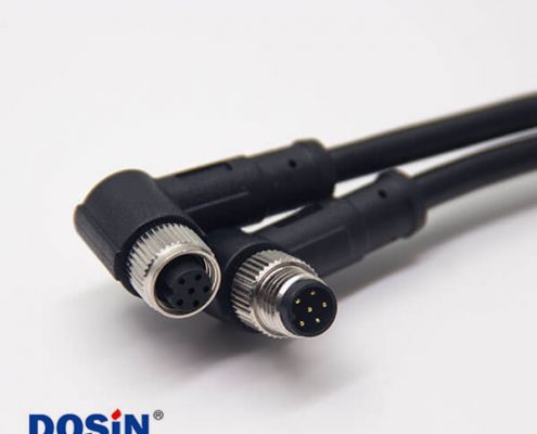 m8塑膠公母頭彎式6芯注塑線A型電纜