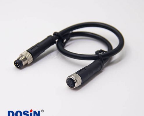 m8 6芯注塑線直式A型公對母焊線工業(yè)防水連接器